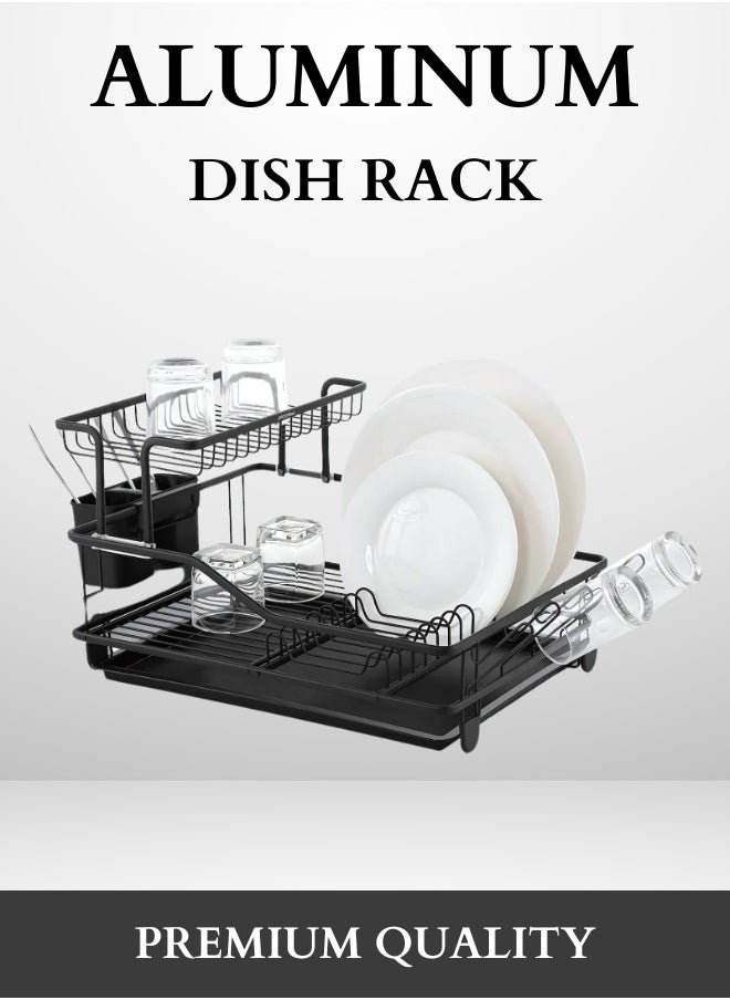 Aluminum Dish Rack, Plate Rack for Kitchen Countertop,  Rust Proof Kitchen dish Drying Rack