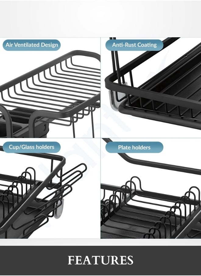 Aluminum Dish Rack, Plate Rack for Kitchen Countertop,  Rust Proof Kitchen dish Drying Rack