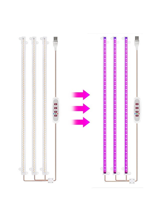 Generic LED Plant Grow Light Strips 6.2W 63+63LED 22.7lm Bright Grow Lamp with 8H/12H/16H Timer 5 Dimmable Brightness Growth Light for Green House Hydroponics Succulent 3 Bars  - Image 1