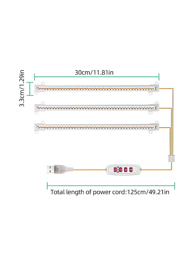 Generic LED Plant Grow Light Strips 6.2W 63+63LED 22.7lm Bright Grow Lamp with 8H/12H/16H Timer 5 Dimmable Brightness Growth Light for Green House Hydroponics Succulent 3 Bars  - Image 4