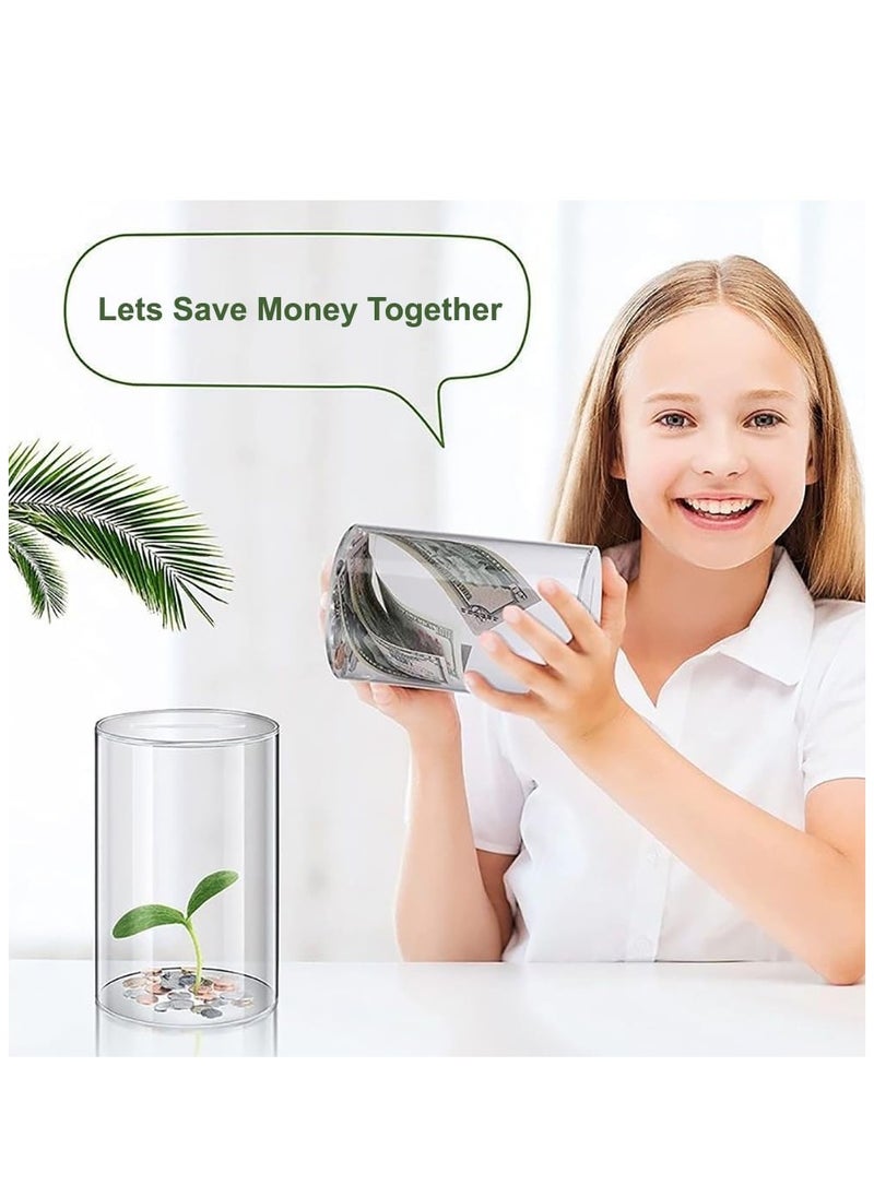 VITION Acrylic Money Deposit Bank for Adults & Kids to Saving Money Cash Coin, Must Break to Open Clear Round (25x15cm)  - Image 3
