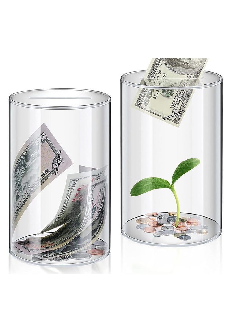 VITION Acrylic Money Deposit Bank for Adults & Kids to Saving Money Cash Coin, Must Break to Open Clear Round (25x15cm)  - Image 5
