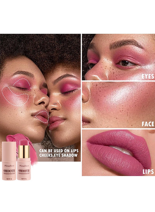 Maxfine Smooth Professional Facial Makeup Stick, Cheeks And Lips And Eyes, 3 In 1 Creamy blush, Moisturizing And Delicate Long Lasting Makeup Retention, Makeup Stick For Women (Shy Pink) - Image 4