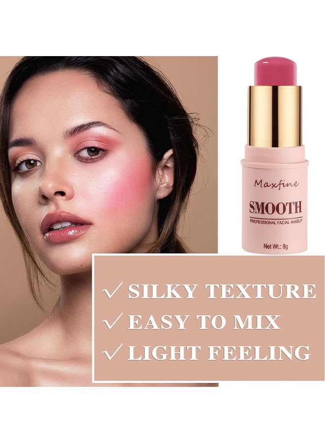 Maxfine Smooth Professional Facial Makeup Stick, Cheeks And Lips And Eyes, 3 In 1 Creamy blush, Moisturizing And Delicate Long Lasting Makeup Retention, Makeup Stick For Women (Shy Pink) - Image 5