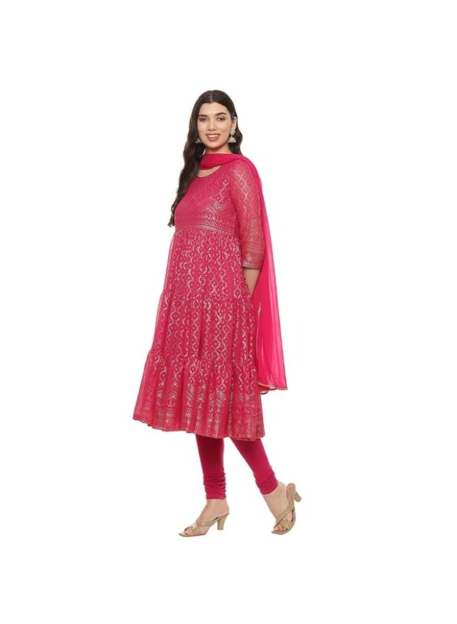 BIBA Women SILK BLEND ANARKALI KURTA Set WITH PANT AND DUPATTA 2XL - Image 2