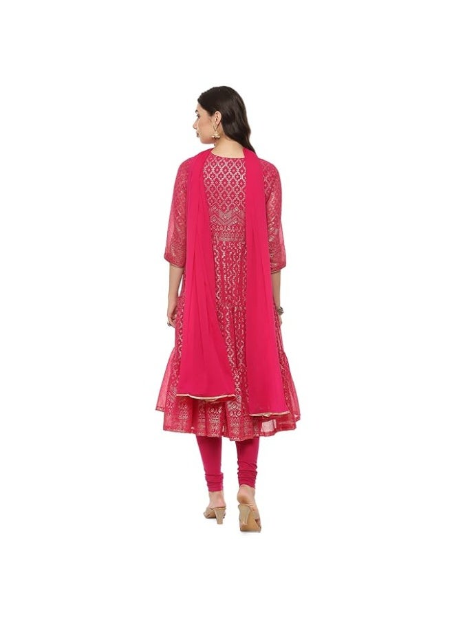 BIBA Women SILK BLEND ANARKALI KURTA Set WITH PANT AND DUPATTA 2XL - Image 3