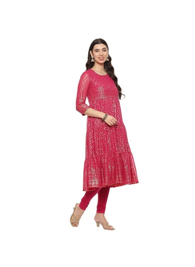 BIBA Women SILK BLEND ANARKALI KURTA Set WITH PANT AND DUPATTA 2XL - Image 4