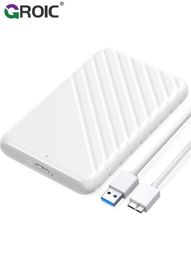 GROIC 2.5 Inch Hard Drive White Enclosure USB 3.0 to SATA 5Gbps for 7-9.5mm SSD HDD External Hard Drive Disk Case Support UASP Trim Tool - Image 1