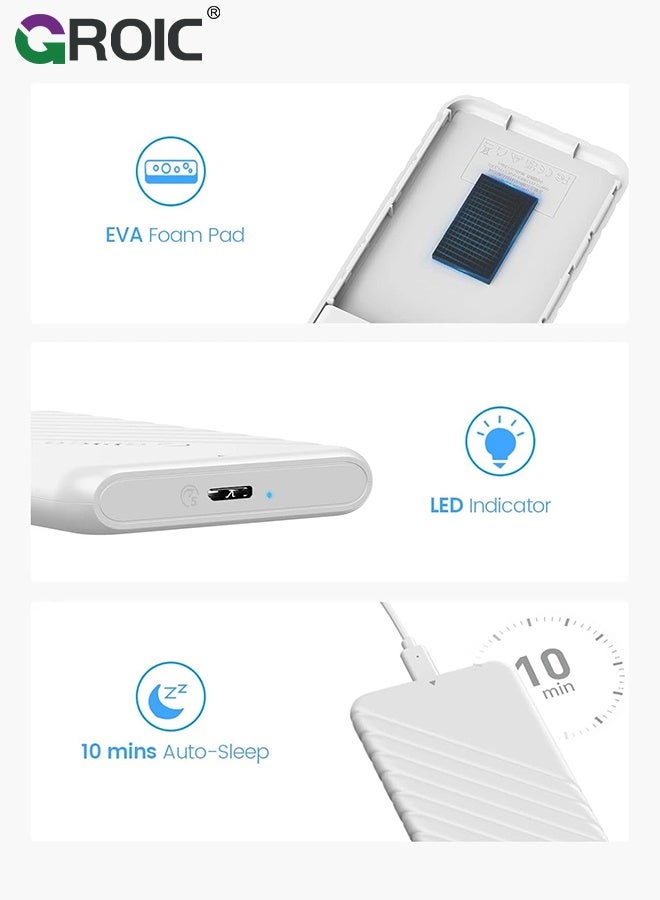 GROIC 2.5 Inch Hard Drive White Enclosure USB 3.0 to SATA 5Gbps for 7-9.5mm SSD HDD External Hard Drive Disk Case Support UASP Trim Tool - Image 2