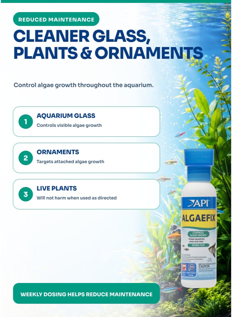 API Algaefix 4 oz Aquarium Algae Control, 118 ml Fish Tank Treatment for Green Water & Hair Algae, 1 ml per 10 Gallons, Safe for Fish & Live Plants, Freshwater - Image 3