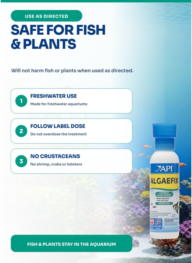 API Algaefix 4 oz Aquarium Algae Control, 118 ml Fish Tank Treatment for Green Water & Hair Algae, 1 ml per 10 Gallons, Safe for Fish & Live Plants, Freshwater - Image 5