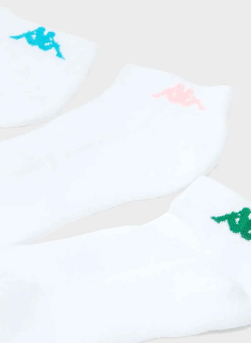 Kappa 3 Pack Logo No Show Socks