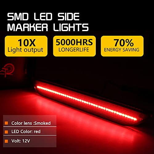 Tonsya For 2010 2011 2012 2013 2014 Ford Mustang Rear Bumper Side Marker lights Smoked lens Red Led Lamp - Image 3