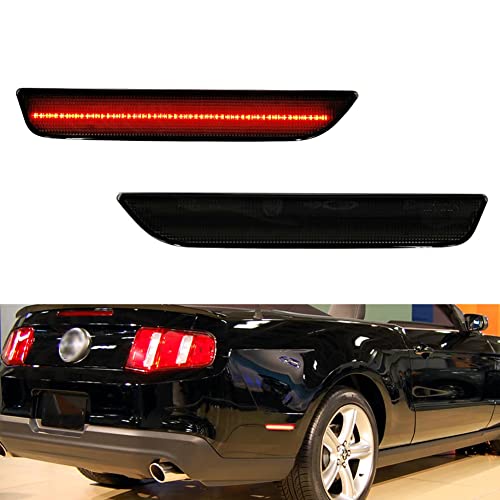 Tonsya For 2010 2011 2012 2013 2014 Ford Mustang Rear Bumper Side Marker lights Smoked lens Red Led Lamp - Image 1