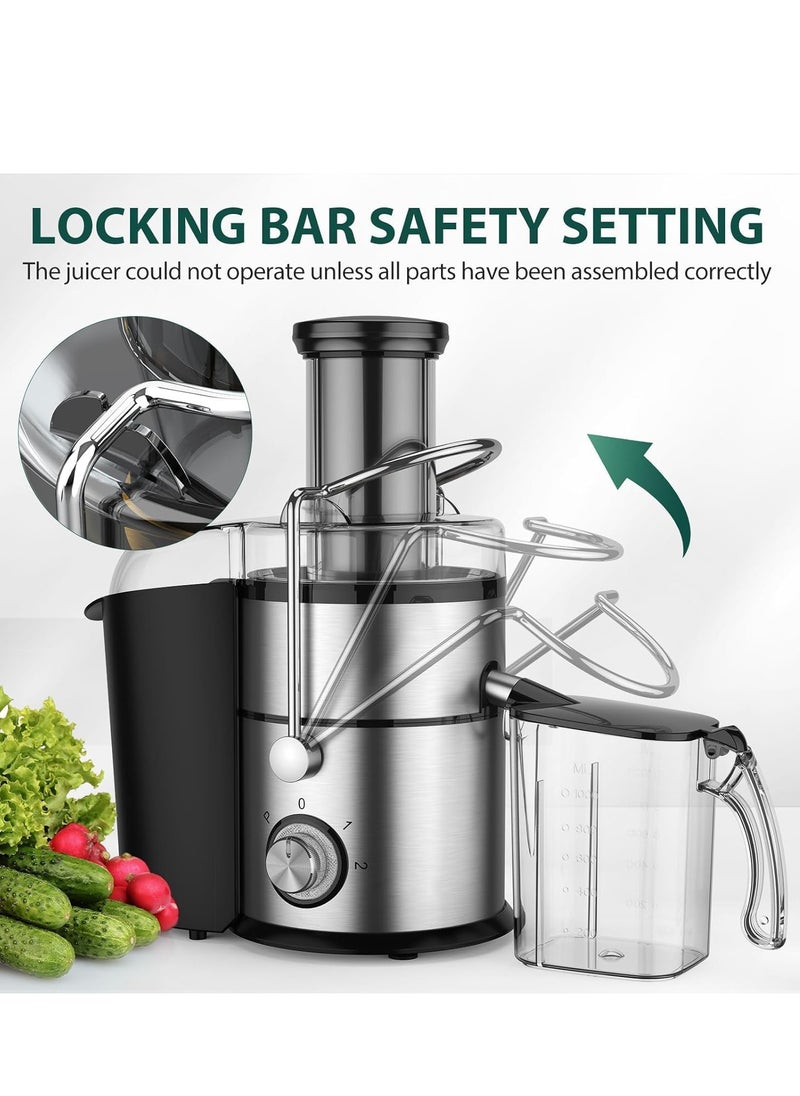 1300W Centrifugal Juicer Machines, Juice Extractor with Extra Large 3inch Feed Chute, Full Copper Motor, Titanium-Plated Filter, High Juice Yield, 3 Speeds Mode,Easy to Clean with Brush,BPA-Free