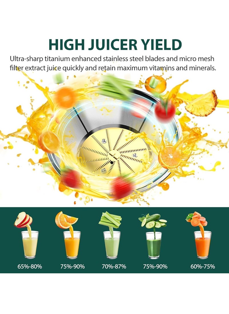 1300W Centrifugal Juicer Machines, Juice Extractor with Extra Large 3inch Feed Chute, Full Copper Motor, Titanium-Plated Filter, High Juice Yield, 3 Speeds Mode,Easy to Clean with Brush,BPA-Free