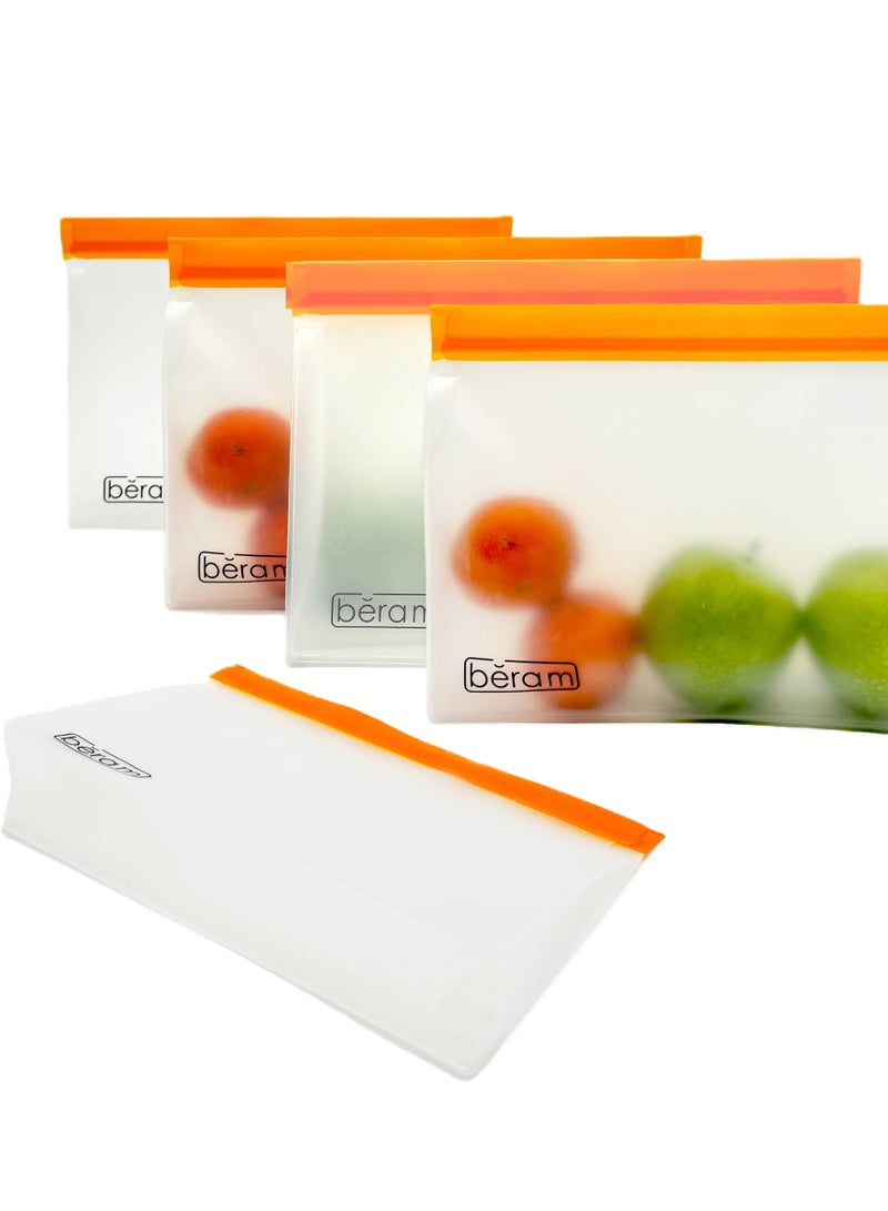 Beram Reusable Food Storage Bags, Reusable Sandwich Bags, Preserving Food Container, Peva Pouches, Food Storage Set, Cooking, Lunch, Snack, Baby Food Prep, Freezer Bags, Standing Ziplock Bags, Travel Bags - Image 1