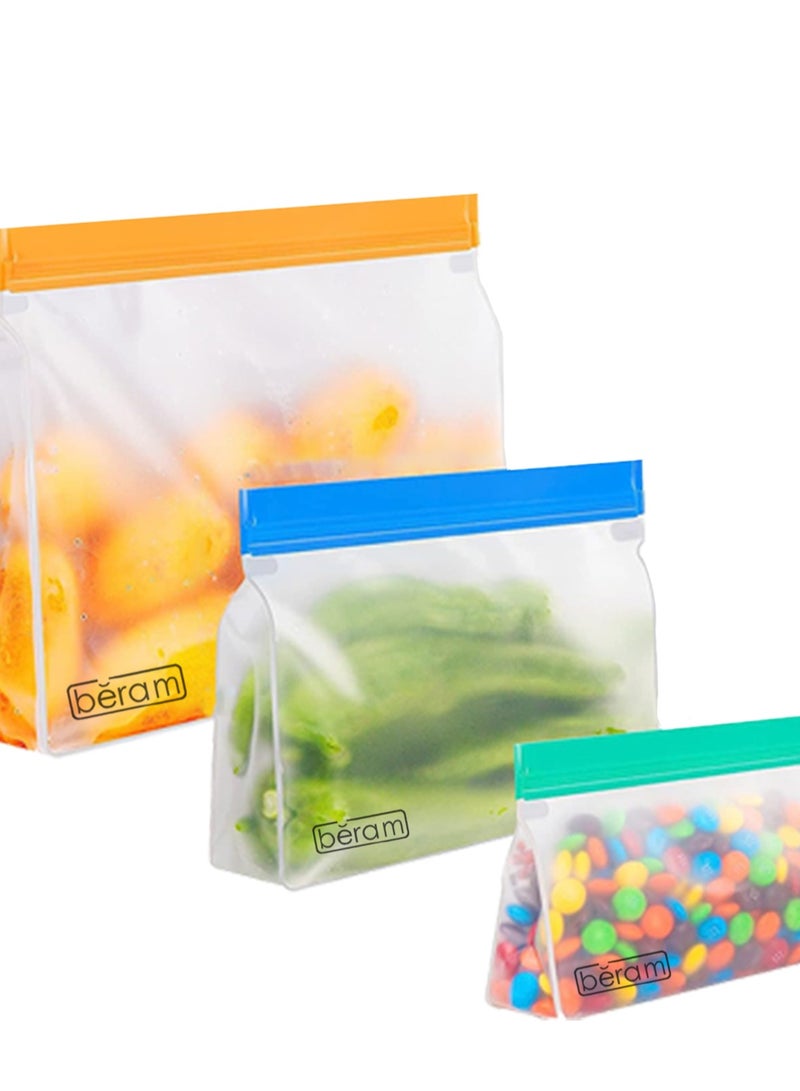 Beram Reusable Food Storage Bags, Reusable Sandwich Bags, Preserving Food Container, Peva Pouches, Food Storage Set, Cooking, Lunch, Snack, Baby Food Prep, Freezer Bags, Standing Ziplock Bags, Travel Bags - Image 4