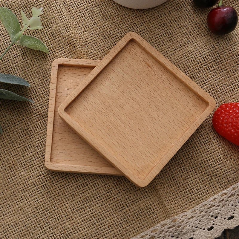 Y&D Round Square Acacia Wood Drink Coasters – Natural Wooden Coasters for Home, Bar & Kitchen, Set of 4 - Image 1