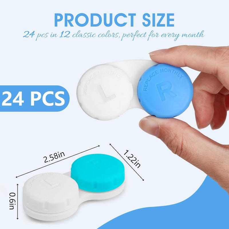 Phyyixs 24 Pack Colorful Cute Contact Lens Cases - Leak-Proof and Durable Storage Kit - Image 2
