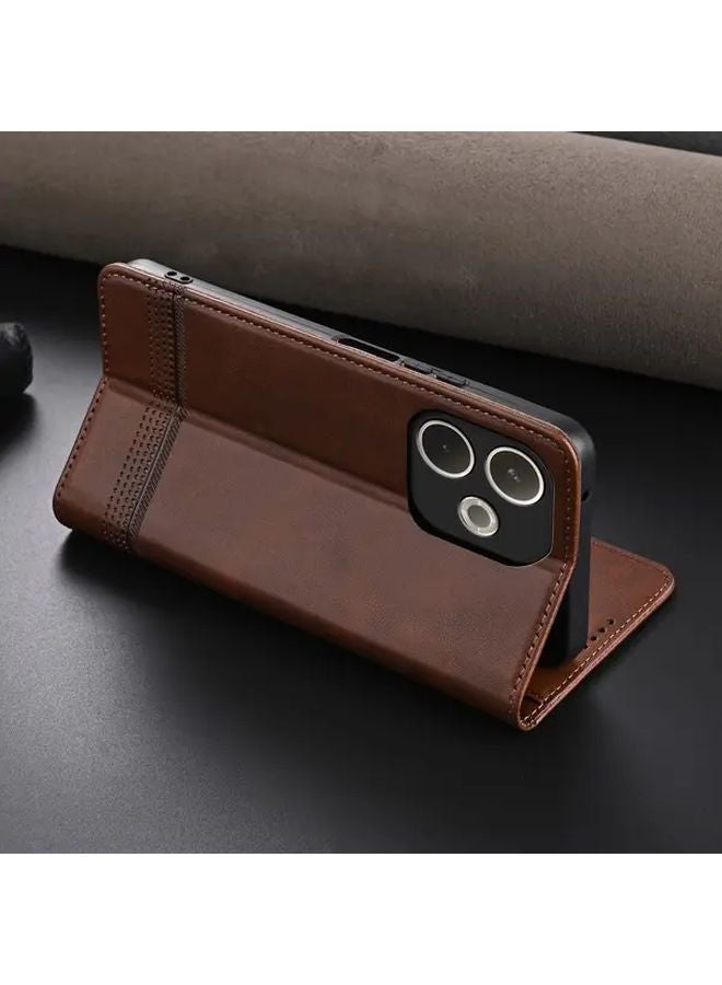 Yellow Magnetic Flip Cover Shockproof Wallet Phone Case For OPPO A5 Pro 5G Global Version With Stand - Image 4