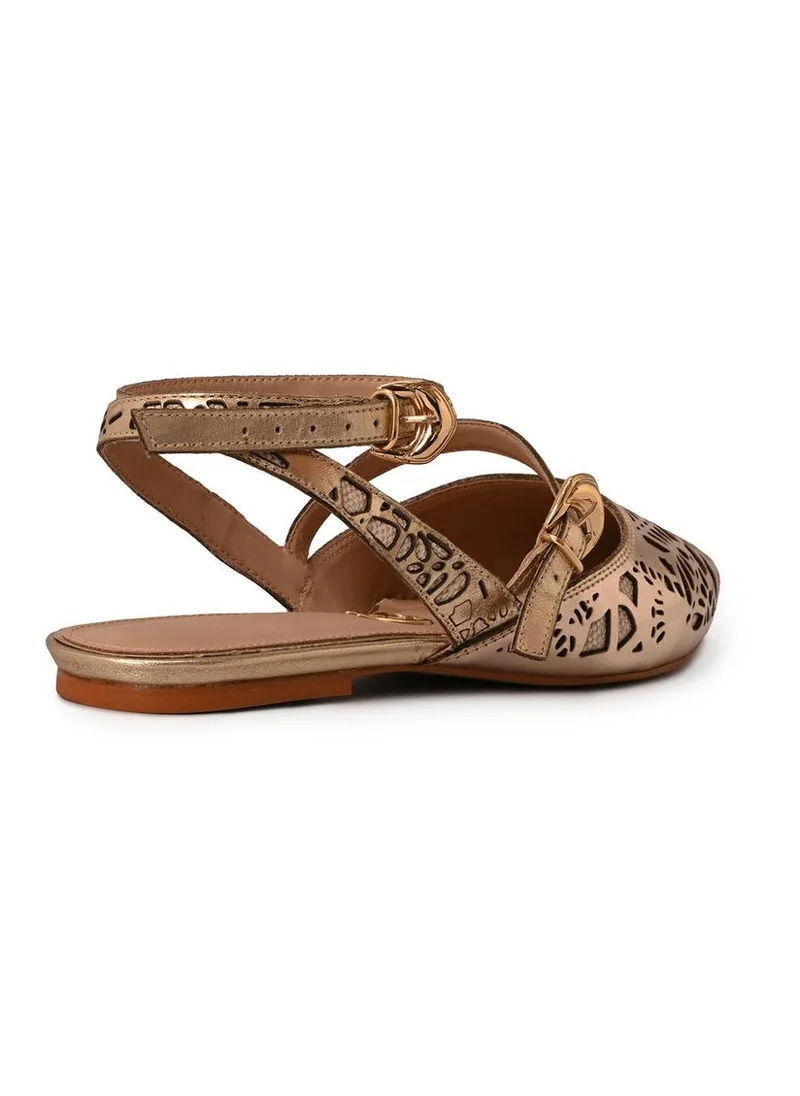 Carmen Steffens  Golden Laser Cut Ballet Flat for Women | Best Price UAE