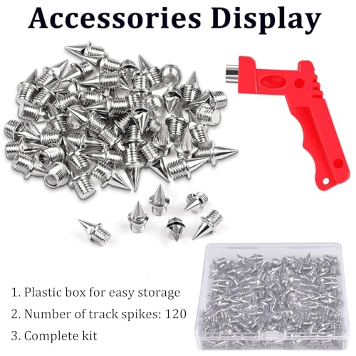 JULMELON 120PCS 1/4in Stainless Steel Track & Cross Country Spikes for Golf, Sprint Sports, Short Running Track Shoes - Includes Spike Wrench - Image 3