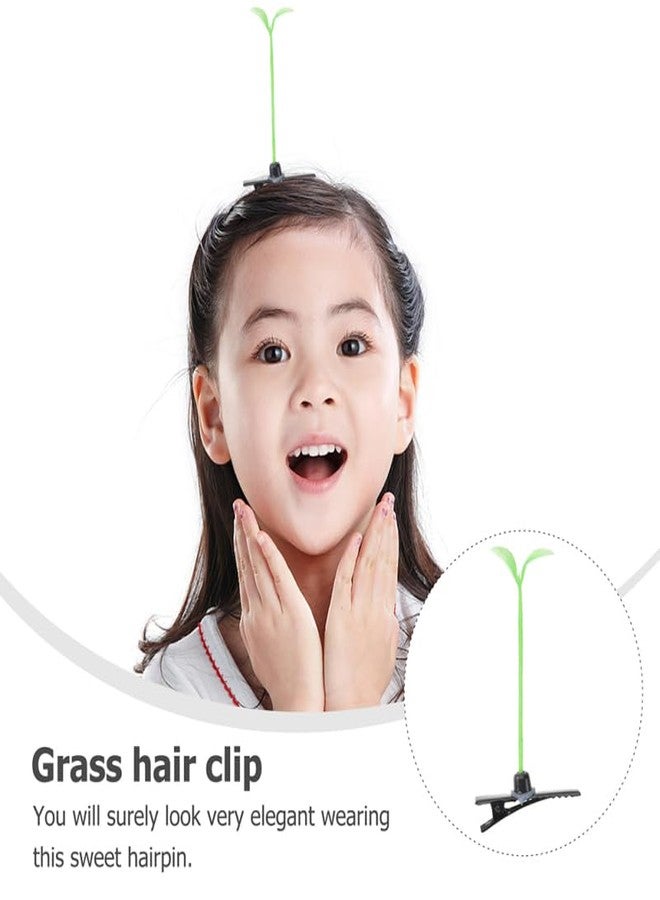 HANABASS 100Pcs Bean Sprouts Rave Clips, Funny Plant Hairpins Cute Spring Grass Barrette, Festival Headwear Hair Accessories for Women Kids Girls Easter Party, Green - Image 3