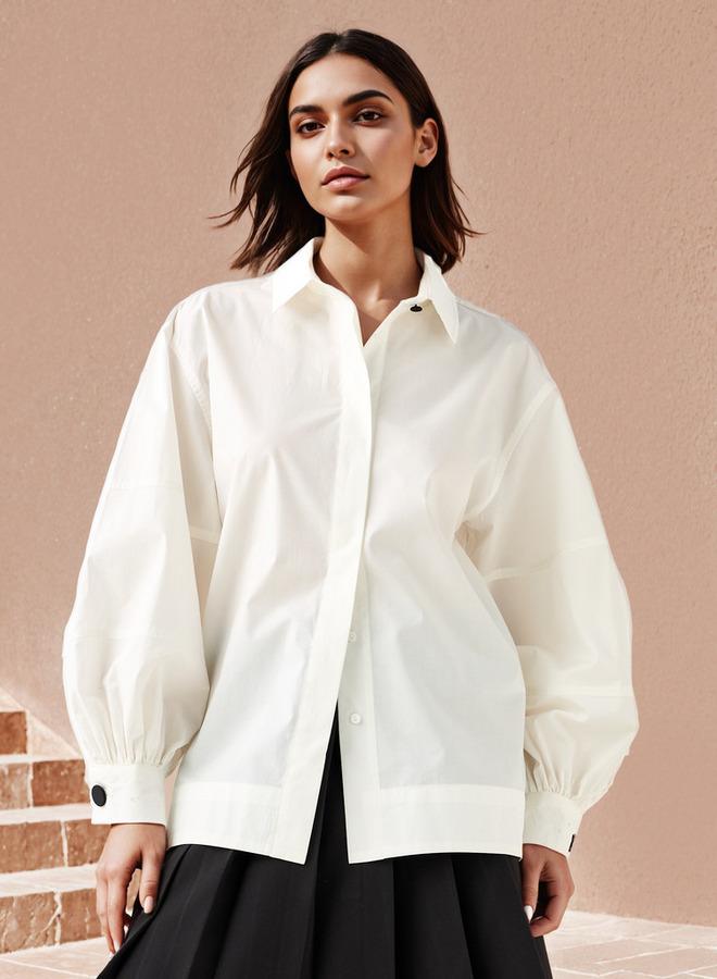 ايكونيك قميص بوبلين كلاسيكي بقصة عادية وياقة - Image 3