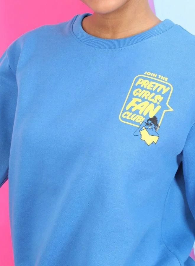 Freehand Women Regular Fit Printed Crew Neck Long Sleeve Overhead-Crewneck Sweatshirt