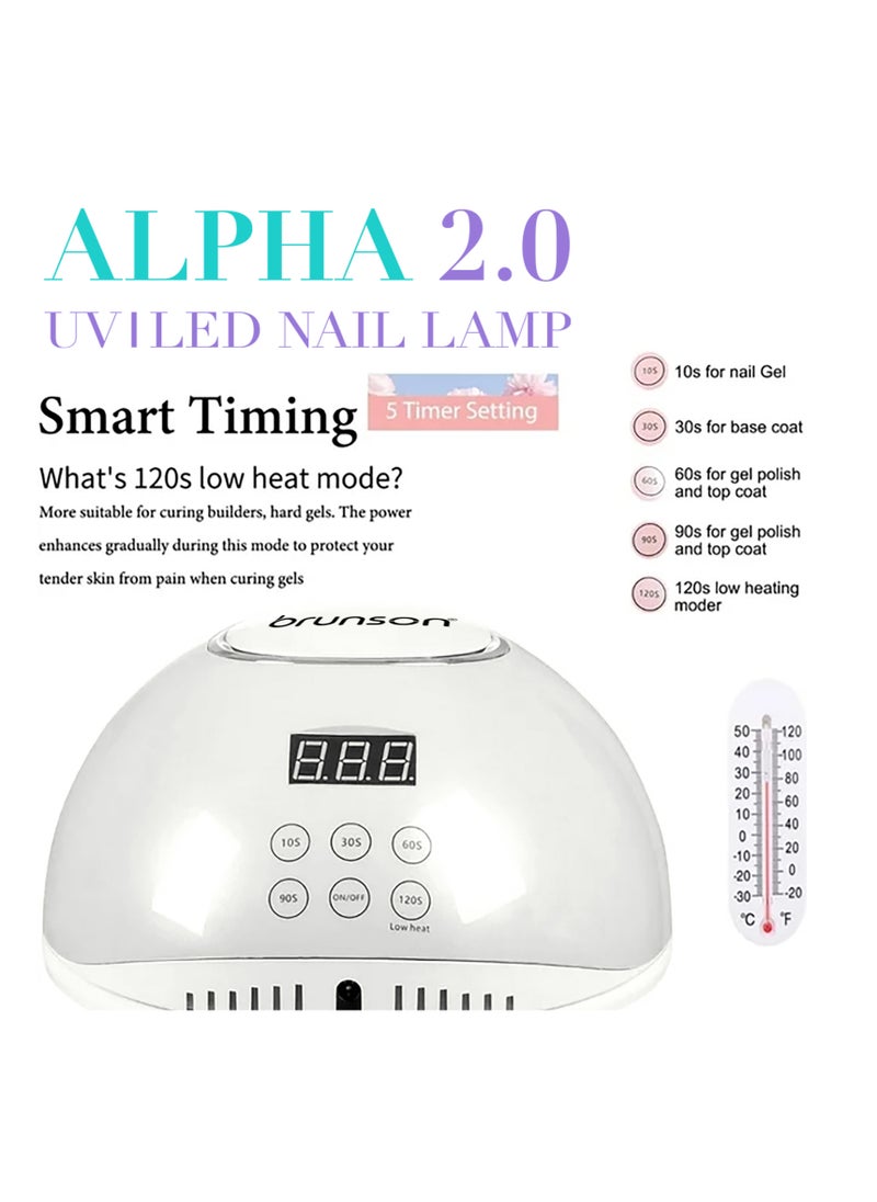 brunson - UV Light for Gel Nail Polish Brunson Wired Alpha 2.0 UV LED Nail Lamp 54W with 5 Timer Settings and 36 UV LED Lights Easy and Fast Curing Nail Dryer for Acrylic Nails and Gel Polish with Auto Sensor and LCD Display - Image 1