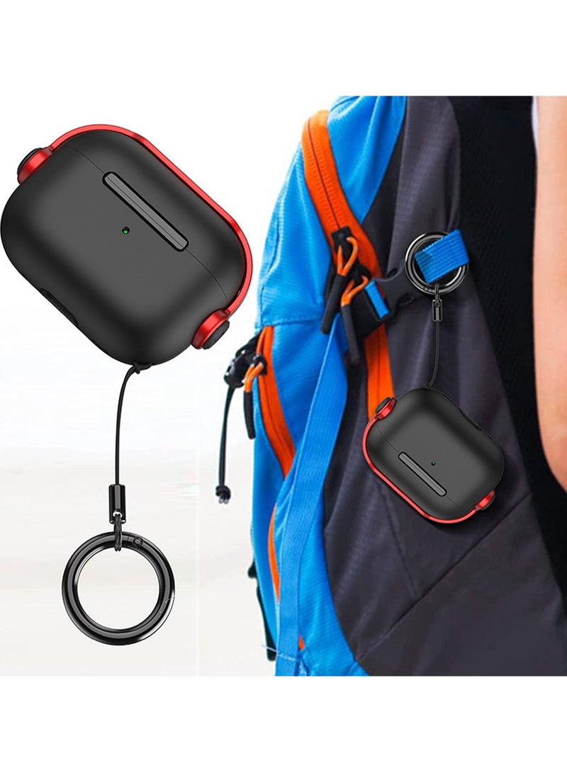 غطاء حماية من السيليكون الناعم المقاوم للسقوط لسماعات Airpods الجيل الرابع (2024) باللونين الأسود والأرجواني، وحافظة سماعة رأس بلوتوث واقية - Image 3