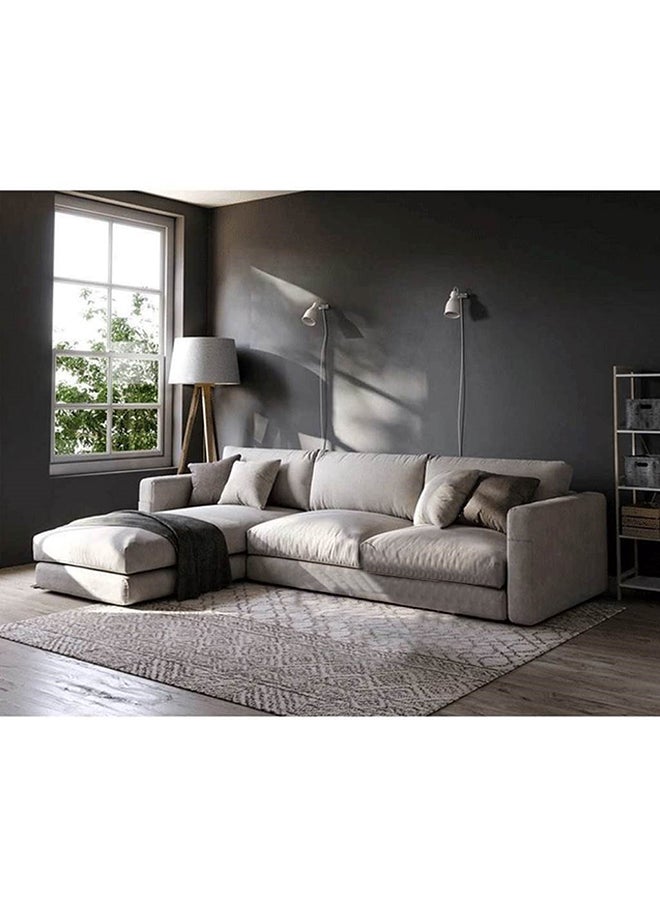 Homzmart Swedish Wood and Linen L-Shape Sofa and Metal and MDF Wood Coffee Table Set 2 Pieces - Multi Color  - Image 5
