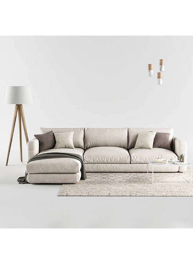 Homzmart Swedish Wood and Linen L-Shape Sofa and Metal and MDF Wood Coffee Table Set 2 Pieces - Multi Color  - Image 2