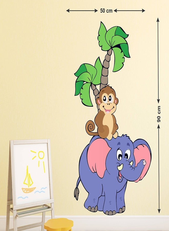 LANS WALLSTICKY Monkey Sitting Above Elephant Sticker - Image 1