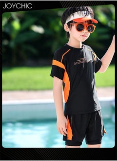 Joychic 2-piece Boys Summer Casual Swimsuits Kids Sun Protection Quick-drying and Breathable Short Sleeved Swimwear Separate Top and Bottom Set  - Image 2