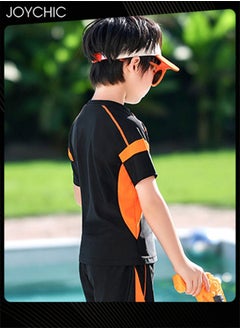 Joychic 2-piece Boys Summer Casual Swimsuits Kids Sun Protection Quick-drying and Breathable Short Sleeved Swimwear Separate Top and Bottom Set  - Image 3