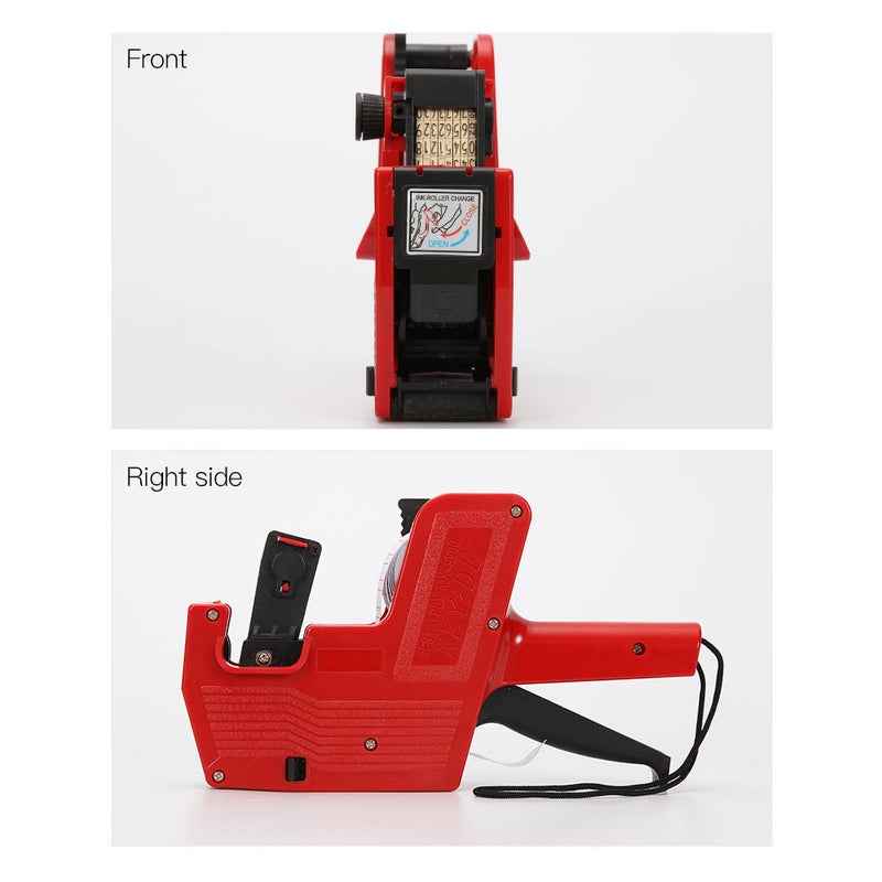 8 Digits Price Labeller Pricing Machine Kit with Labels  Ink Roller Red - Image 2