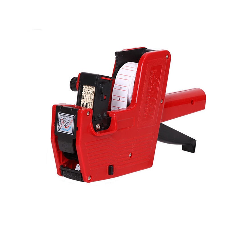 8 Digits Price Labeller Pricing Machine Kit with Labels  Ink Roller Red - Image 1