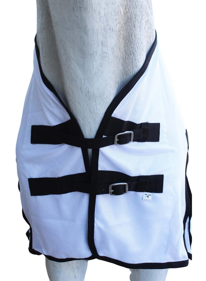 تشالنجر شرشف صيفي خفيف الوزن من قماش شبكي للخيول، مقاس 78 بوصة، لون أبيض، يسمح بمرور الهواء، رقم الموديل 73408B - Image 2