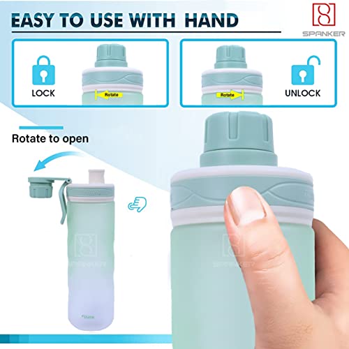 Spanker Eayso Leakproof Water Bottle with Shaker Ball 650 ML, BPA Free Fitness Bottle, Green- SSTP - Image 3