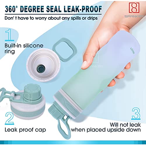 Spanker Eayso Leakproof Water Bottle with Shaker Ball 650 ML, BPA Free Fitness Bottle, Green- SSTP - Image 2