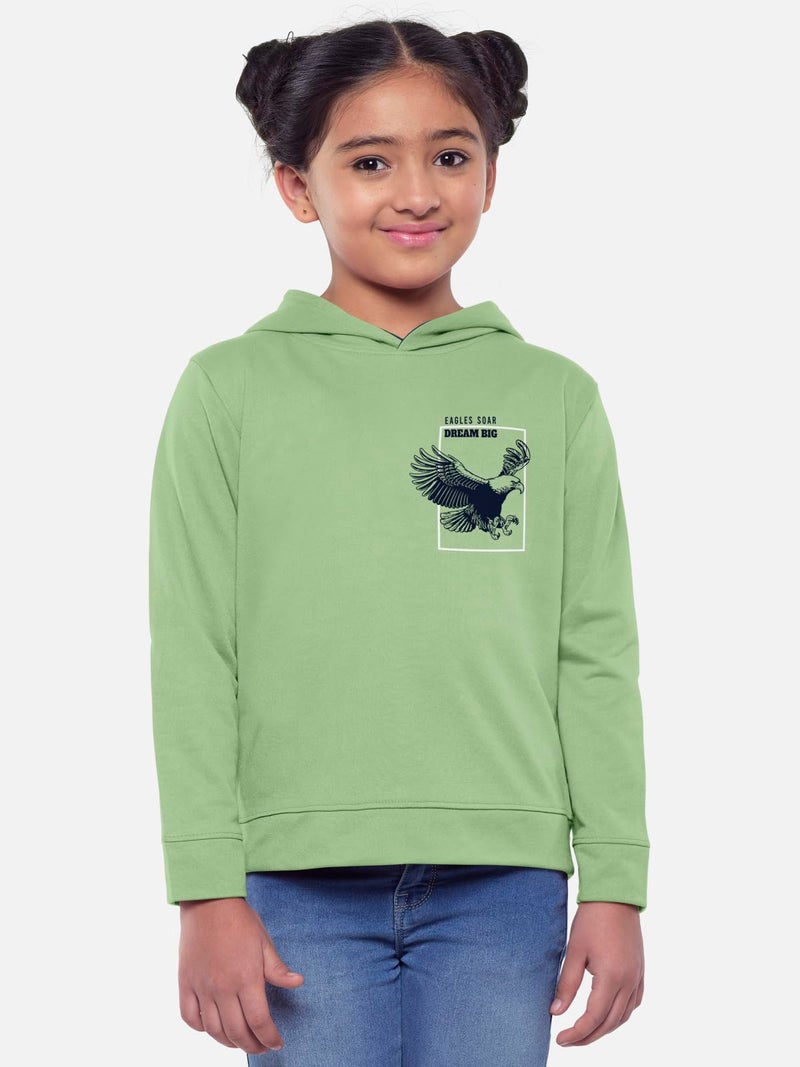 HELLCAT Trendy Printed Cotton Blend Full Sleeve Hoodie T-Shirt Jogger Trackpant Clothing Set for Girls Green/Navy 9-10 Years - Image 3