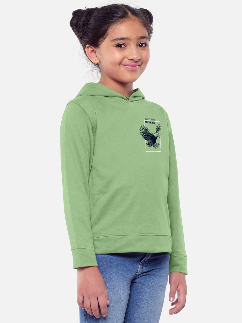 HELLCAT Trendy Printed Cotton Blend Full Sleeve Hoodie T-Shirt Jogger Trackpant Clothing Set for Girls Green/Navy 9-10 Years - Image 5