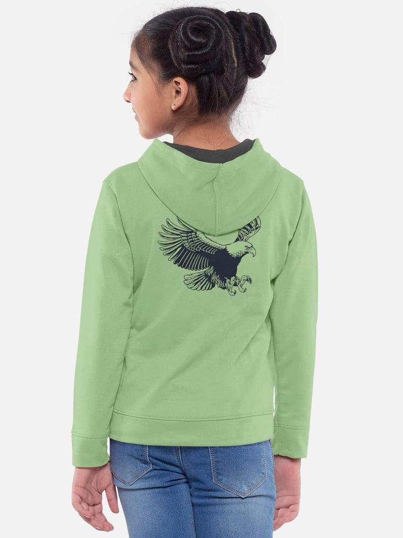 HELLCAT Trendy Printed Cotton Blend Full Sleeve Hoodie T-Shirt Jogger Trackpant Clothing Set for Girls Green/Navy 9-10 Years - Image 4