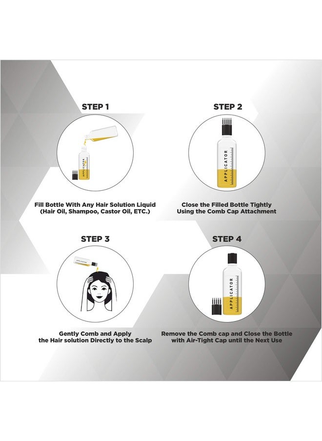 Chariot New York Hair Root Applicator Bottle With Comb Cap For Applying Hair Oil Shampoo And Medicines Pack Of 2  - Image 5