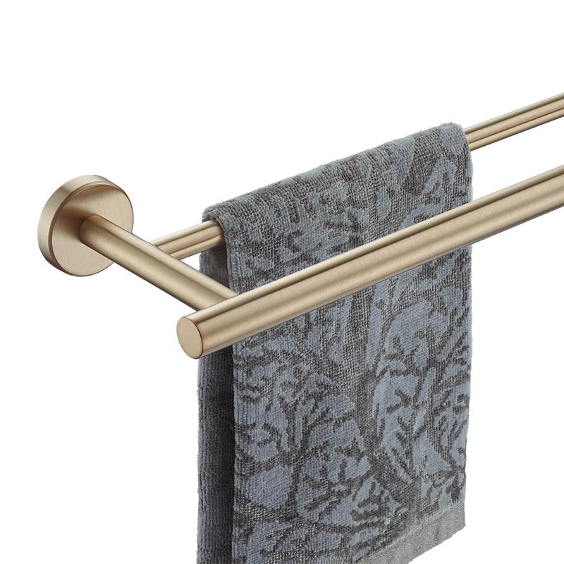 JQK Double Towel Bar Champagne Bronze  12 Inch 304 Stainless Steel Thicken 0.8mm Towel Rack Holder for Bathroom Washcloths and Hand Towels Wall Mount  Total Length 15 Inch  TB100L12-CB - Image 1