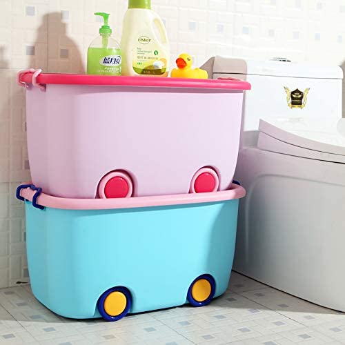 WHISKET Big Size Plastic Stackable Rectangular Organizer Storage Box with Wheels and Container Bin with Lid and Wheels for Kids Toys - (colour may vary, Large) - Image 4