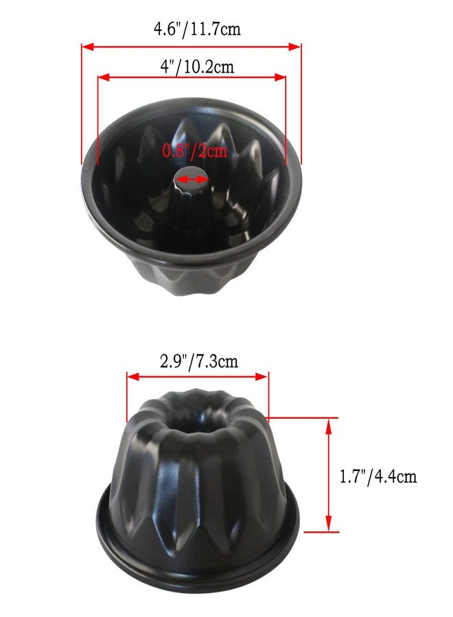 LoveDeal Mini Fluted Cake Pan for Baking 4 Inch, Nonstick Metal Fluted Cake Pan, Carbon Steel Samll Pound Mold for Cupcake, Muffin, Brownie, Kugelhopf, Jello - Black,4Pcs Per Pack - Image 2