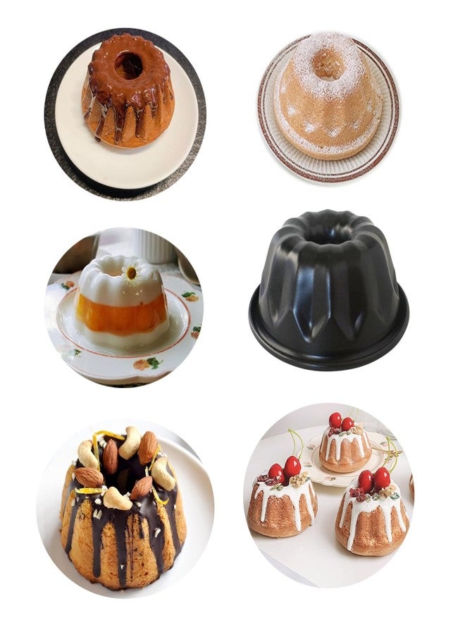 LoveDeal Mini Fluted Cake Pan for Baking 4 Inch, Nonstick Metal Fluted Cake Pan, Carbon Steel Samll Pound Mold for Cupcake, Muffin, Brownie, Kugelhopf, Jello - Black,4Pcs Per Pack - Image 3